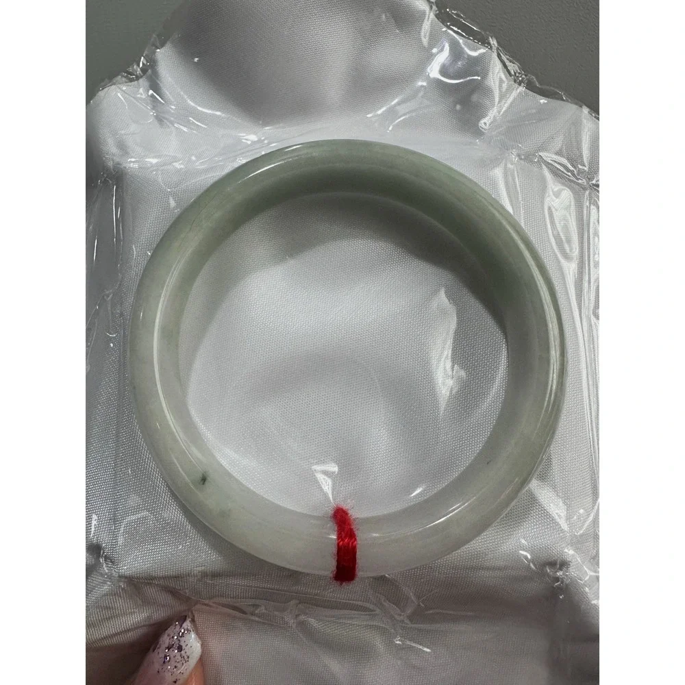 Natural White Icy Jade Bangle Bracelet 58.6mm | Translucent Mutton Fat Style L10